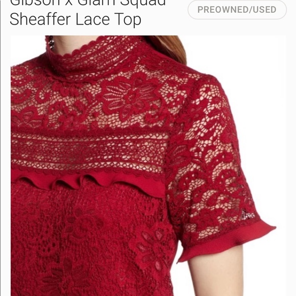 Gibson red lace top - Picture 6 of 7
